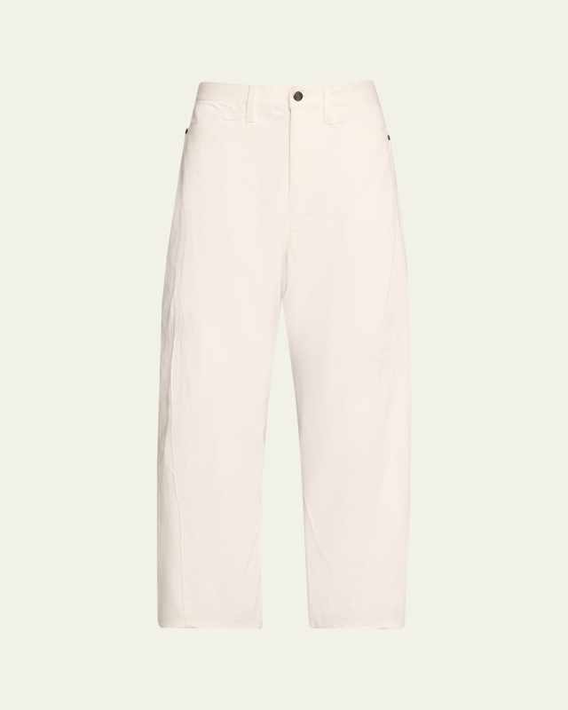 Mid-Rise Barrel-Leg Crop Jeans